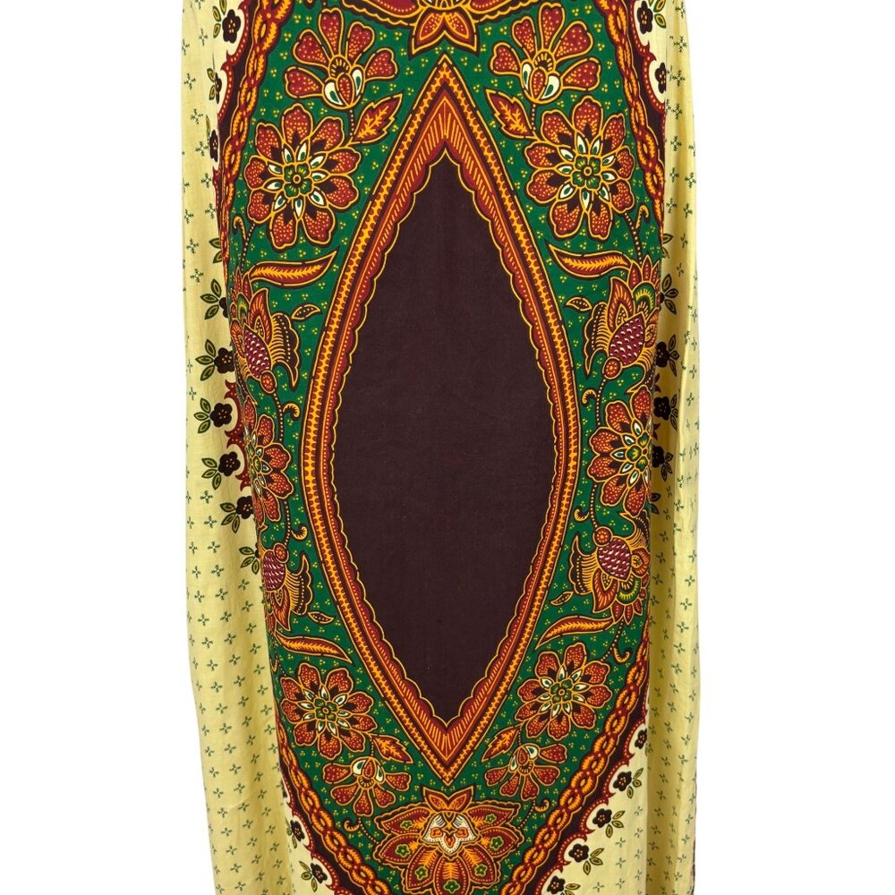 Vintage 70s Ethnic Skirt Womens M Medallion Cotton Print Maxi Hippie Boho Flamen - Picture 4 of 10